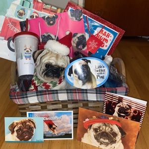 Pug Lovers Themed Xmas Gift Basket Bundle